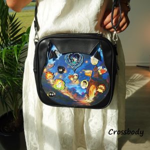 Pattern Insert Cat Ita Bag Backpack, Crossbody, Shoulder Bag. 3-Way Anime Pin Display Bag, Crossbody Ita Purse Cute Kawaii Window Itabag.