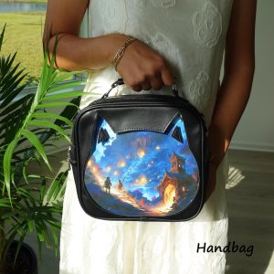 Pattern Insert Cat Ita Bag Backpack, Crossbody, Shoulder Bag. 3-Way Anime Pin Display Bag, Crossbody Ita Purse Cute Kawaii Window Itabag.