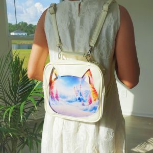 Pattern Insert Cat Ita Bag Backpack, Crossbody, Shoulder Bag. 3-Way Anime Pin Display Bag, Crossbody Ita Purse Cute Kawaii Window Itabag.