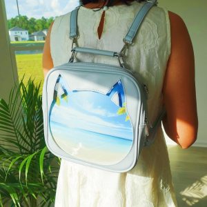 Pattern Insert Cat Ita Bag Backpack, Crossbody, Shoulder Bag. 3-Way Anime Pin Display Bag, Crossbody Ita Purse Cute Kawaii Window Itabag.