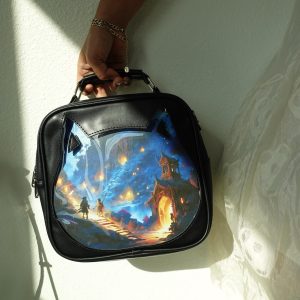 Pattern Insert Cat Ita Bag Backpack, Crossbody, Shoulder Bag. 3-Way Anime Pin Display Bag, Crossbody Ita Purse Cute Kawaii Window Itabag.