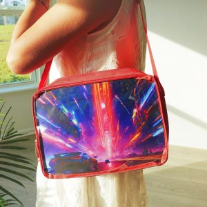 Pattern Insert Ita Bag Crossbody, Clear Window Shoulder Messenger Bag, Anime Pin Display Purse, Itabag for Collectors & Cosplay.