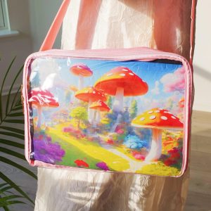 Pattern Insert Ita Bag Crossbody, Clear Window Shoulder Messenger Bag, Anime Pin Display Purse, Itabag for Collectors & Cosplay.