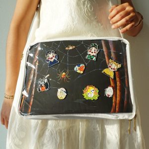 Pattern Insert Ita Bag Crossbody, Clear Window Shoulder Messenger Bag, Anime Pin Display Purse, Itabag for Collectors & Cosplay.