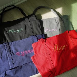 Personalized Canvas Duffle Bag: Large Tote with Zipper & Pockets