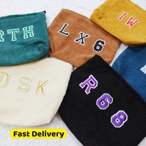 Personalized Corduroy Pouch: Custom Makeup Bag, Dog Treat Pouch