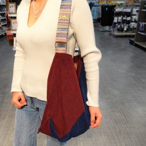 Personalized Corduroy Tote Bag: Guitar Strap, Multi-Pocket, Large