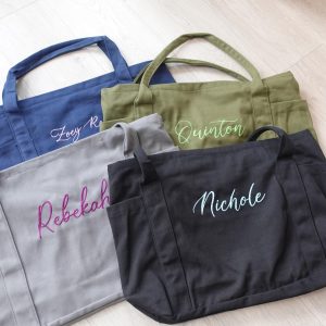 Personalized Embroidered Canvas Tote Bag: Custom Name Duffle