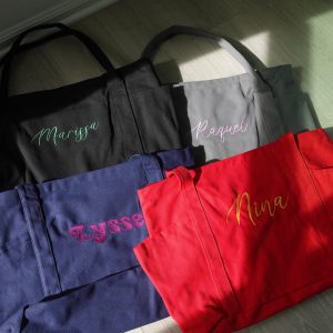 Personalized Embroidered Canvas Tote Bag: Custom Name Duffle