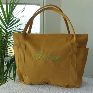 Personalized Embroidered Canvas Tote Bag: Custom Name Duffle
