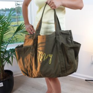 Personalized Embroidered Canvas Tote Bag: Custom Name Duffle