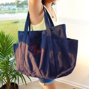 Personalized Embroidered Canvas Tote Bag: Large Zippered Travel Tote