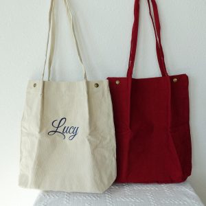 Personalized Embroidered Corduroy Tote Bag, Custom Large Shoulder Bag for Women, Cute Aesthetic Everyday Purse, bride gift tote bag, Totebag