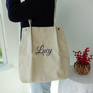 Personalized Embroidered Corduroy Tote Bag, Custom Large Shoulder Bag for Women, Cute Aesthetic Everyday Purse, bride gift tote bag, Totebag