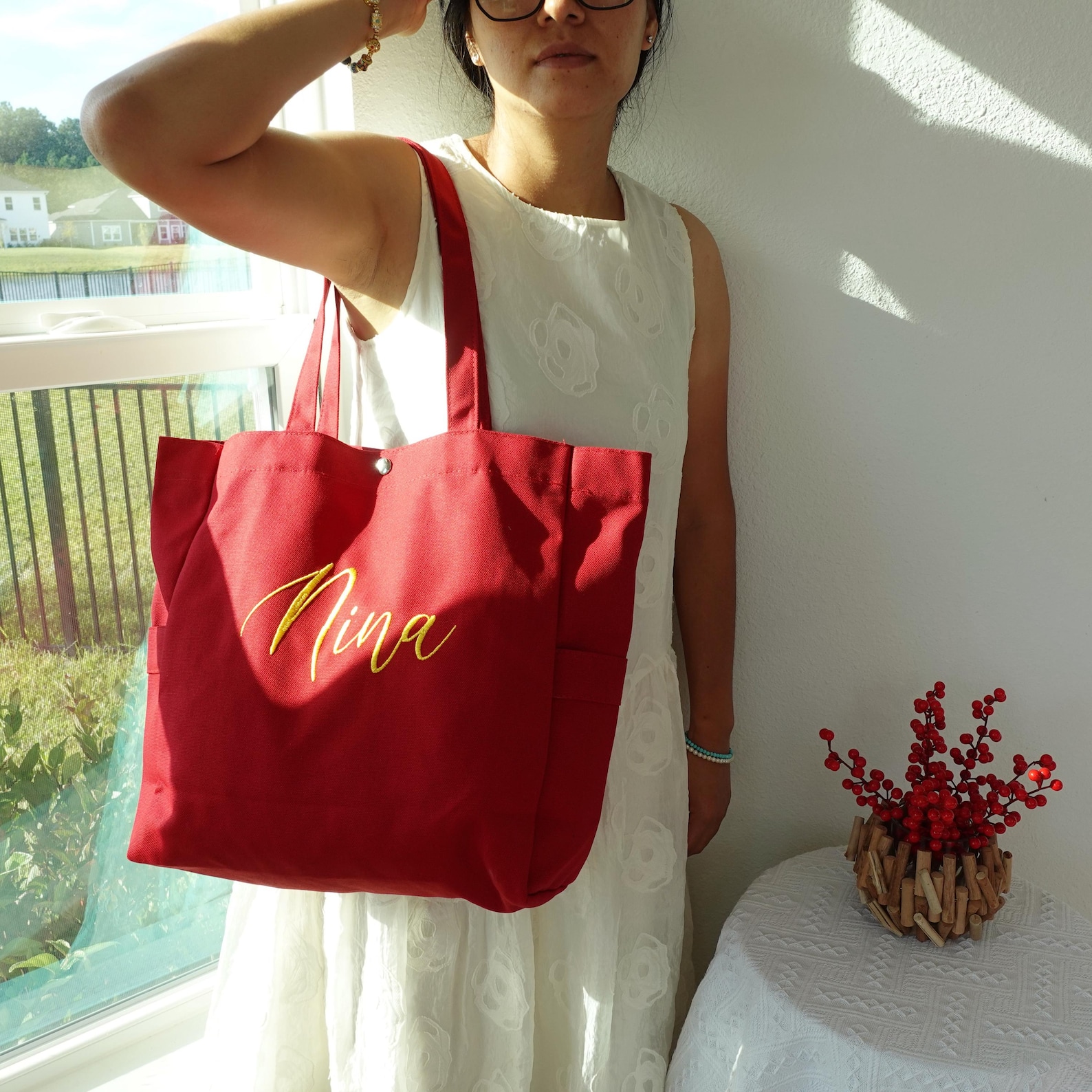 Personalized Embroidered Durable Canvas Boat Tote Bag, Custom Utility Bags, Cute Aesthetic Tote Bags, Bridesmaid Totes, Totebag.