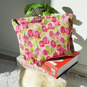 Personalized Floral Makeup Bag, Custom Name Cosmetic Pouch, Vintage Flower Toiletry Bag, Bridesmaid Gift, Travel Zipper Pouch, Canvas Makeup