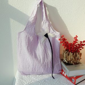 Personalized Tote Bag with Flower Pin, Lightweight Large Shoulder Bag, Soft Reusable Grocery Bag, Kawaii Aesthetic Gift for Women.