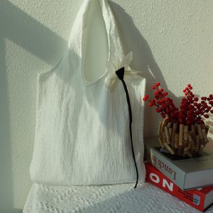 Personalized Tote Bag with Flower Pin, Lightweight Large Shoulder Bag, Soft Reusable Grocery Bag, Kawaii Aesthetic Gift for Women.