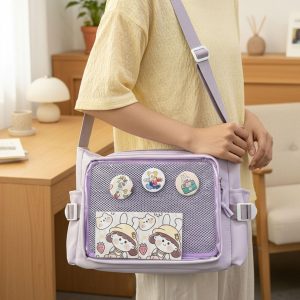 Pin Collector’S Shoulder Bag, Personalized Anime Ita Shoulder Bag,Daily Commuter Crossbody Bag, Kawaii Transparent Ita Bag. Sling Bag Woman