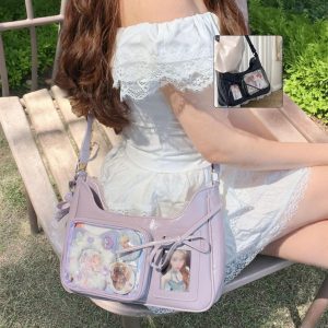 Pin Display Bags For Women, Sweet Style Crossbody,Clear Window Bag, Pin Display Bag, Ita Crossbody Bag, Kawaii Itabag Cosplay, Messenger Bag