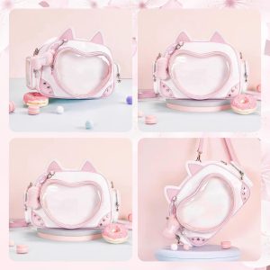 Pink Heart ITA cross body bag & backpack, kawaii Ita bag, enamel pin ita bag, PU leather ita bag, cosplay bag, anime convention ita bag