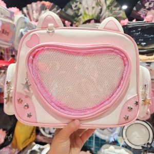 Pink Heart ITA cross body bag & backpack, kawaii Ita bag, enamel pin ita bag, PU leather ita bag, cosplay bag, anime convention ita bag