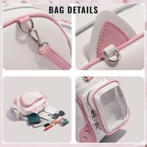 Pink Heart ITA cross body bag & backpack, kawaii Ita bag, enamel pin ita bag, PU leather ita bag, cosplay bag, anime convention ita bag