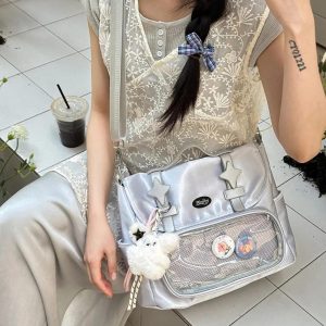 Plaid Ita Bag | Floral Print Crossbody, Kawaii Display Backpack