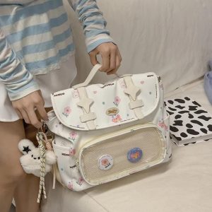 Plaid Ita Bag | Floral Print Crossbody, Kawaii Display Backpack
