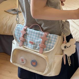 Plaid Ita Bag | Floral Print Crossbody, Kawaii Display Backpack