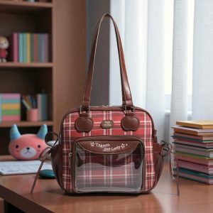 Plaid Ita Bag – Kawaii Crossbody with Clear Display Window