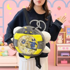 Plush Bee Ita Backpack – Kawaii Y2K Transparent Pocket