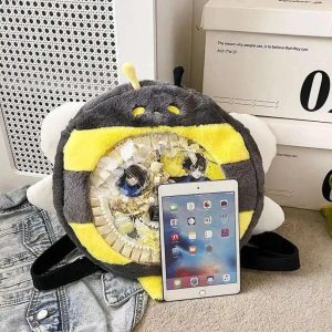Plush Bee Ita Backpack – Kawaii Y2K Transparent Pocket