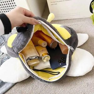 Plush Bee Ita Backpack – Kawaii Y2K Transparent Pocket