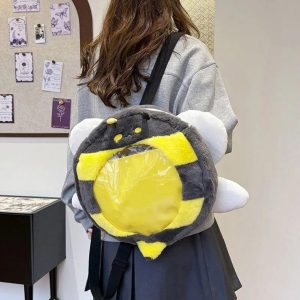 Plush Bee Ita Backpack – Kawaii Y2K Transparent Pocket