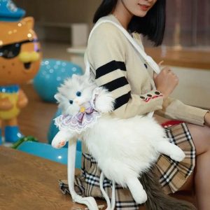 Plush Cat Doll Backpack Cute Fluffy Kawaii Rucksack