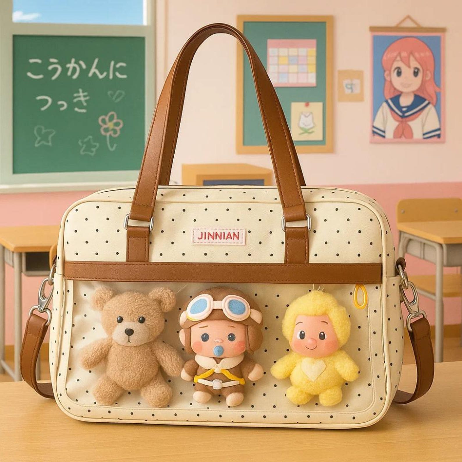 Polka Dot Nylon Ita Tote Bag – Kawaii Display Window
