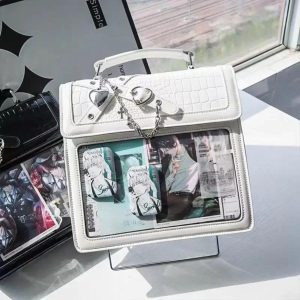 Premium Gothic Ita Backpack – Kawaii Lolita Crossbody Shoulder Bag with Transparent Display for Pins & Charms