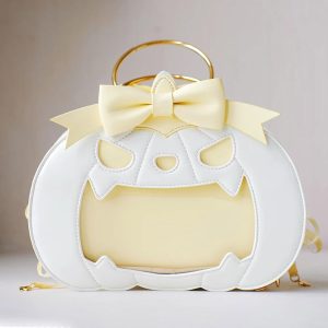 Pumpkin Ita Bag – Halloween Lolita Crossbody Shoulder Handbag with Bow Design Gothic Harajuku Purse for Women