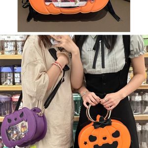Pumpkin Ita Bag – Halloween Lolita Crossbody Shoulder Handbag with Bow Design Gothic Harajuku Purse for Women