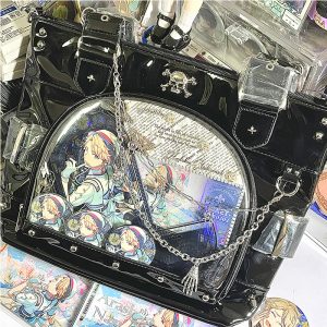 Punk Clear Doll Shoulder Bag Metal Skull Chain Lolita Totes