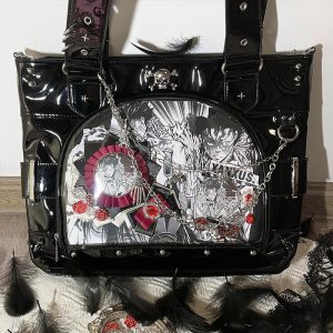 Punk Clear Doll Shoulder Bag Metal Skull Chain Lolita Totes