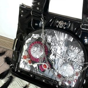 Punk Clear Doll Shoulder Bag Metal Skull Chain Lolita Totes