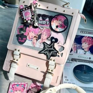 Punk Ita Backpack – Harajuku Vintage Kawaii Transparent Rucksack for Anime Pins & Charms