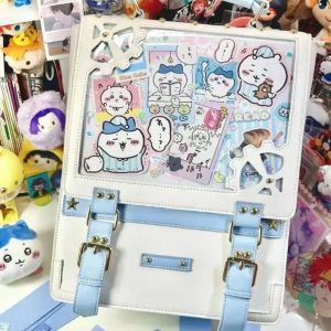 Punk Ita Backpack – Harajuku Vintage Kawaii Transparent Rucksack for Anime Pins & Charms