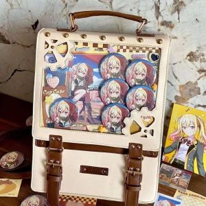 Punk Ita Backpack – Harajuku Vintage Kawaii Transparent Rucksack for Anime Pins & Charms