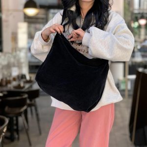 Retro Corduroy Crossbody Bag, Large Capacity Shoulder Tote, Casual Travel Handbag, Shoulder Bag With Zipper, Casual Corduroy Bag for Women