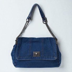 Retro Denim Chain Shoulder Bag for Women