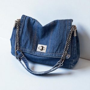 Retro Denim Chain Shoulder Bag for Women