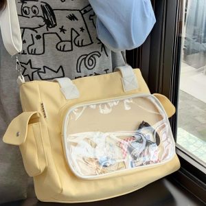 Retro Ita Bag, Transparent Window, Anime Crossbody, Pin Display Bag, Large Capacity, Cute Gift for Anime Fans, Kawaii Shoulder Bag, Bag Gift